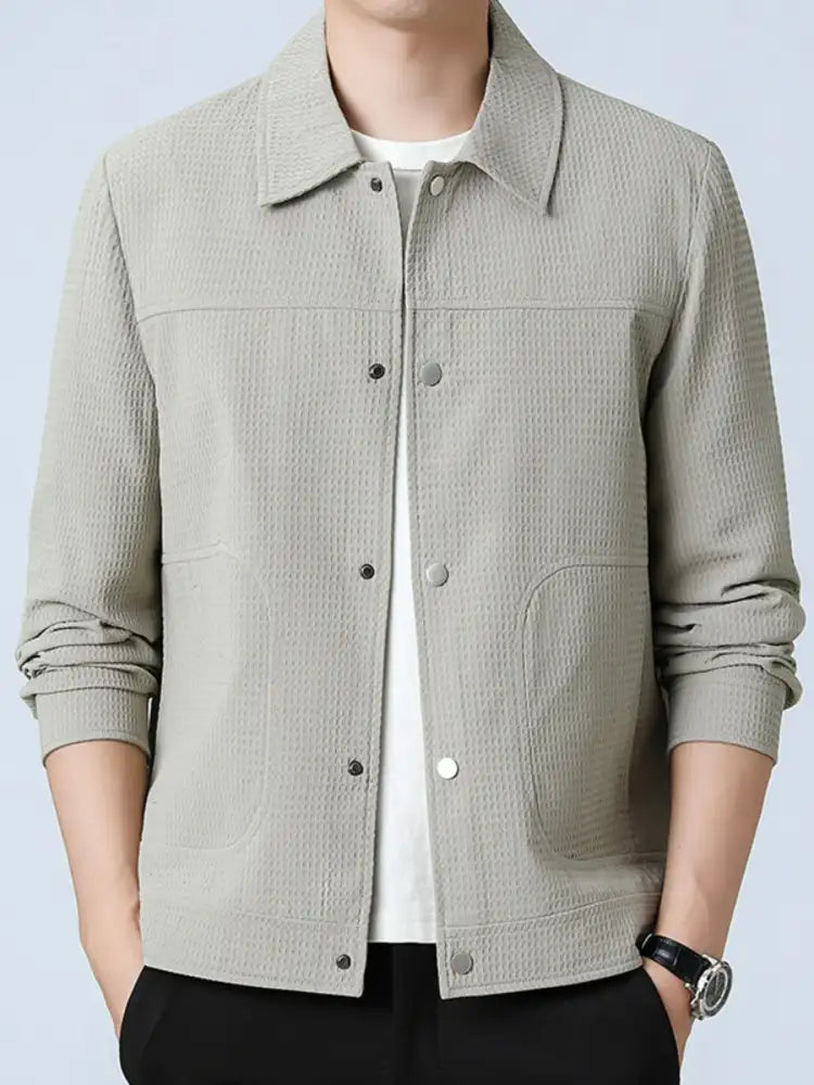 Men’s Plus Size Textured Button-Up Casual Jacket