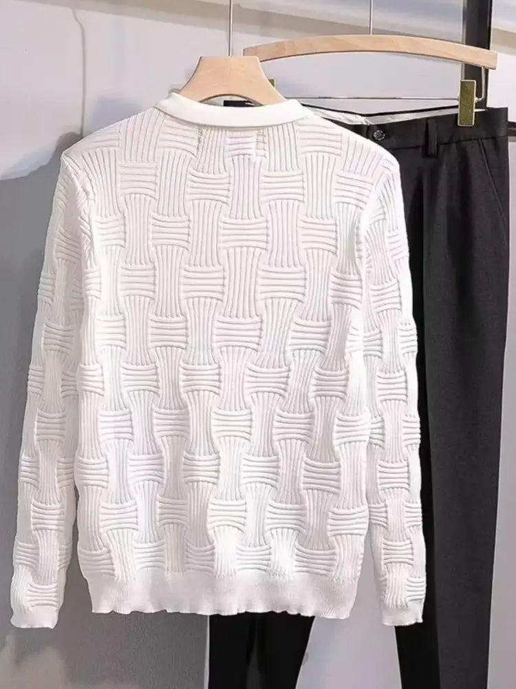 Men’s Plus Size Textured Knit Polo Top