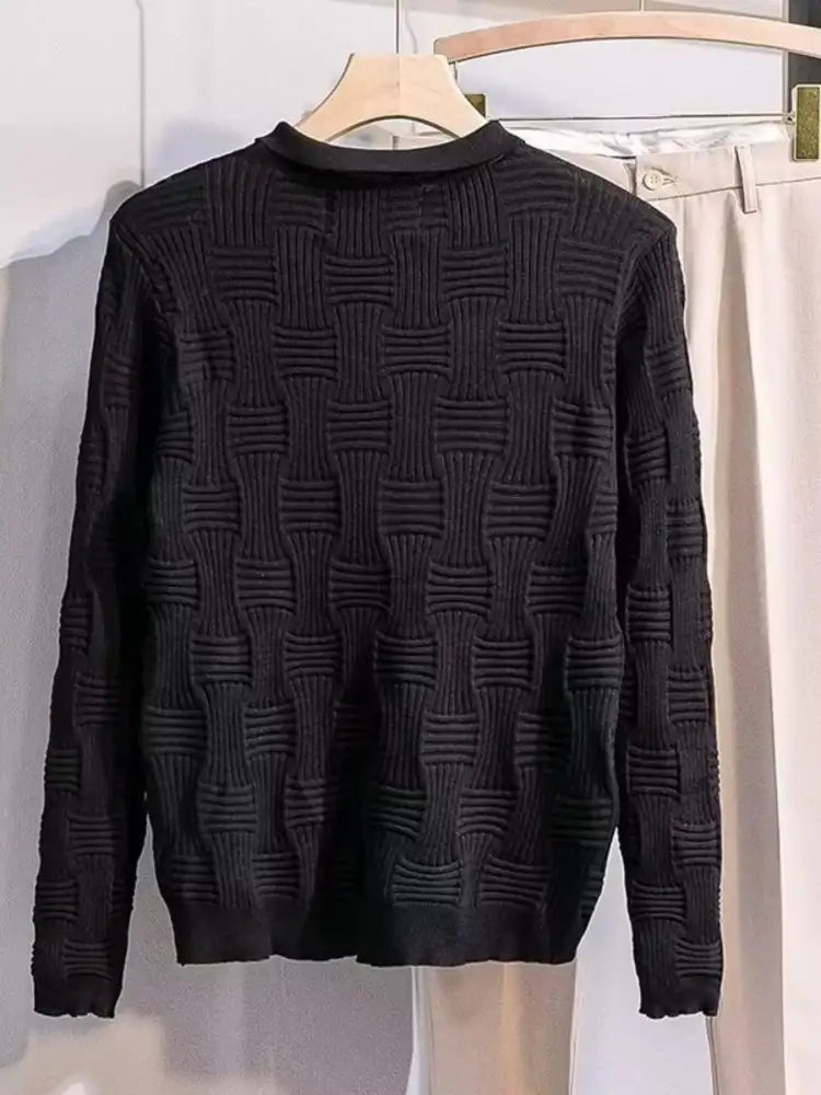 Men’s Plus Size Textured Knit Polo Top