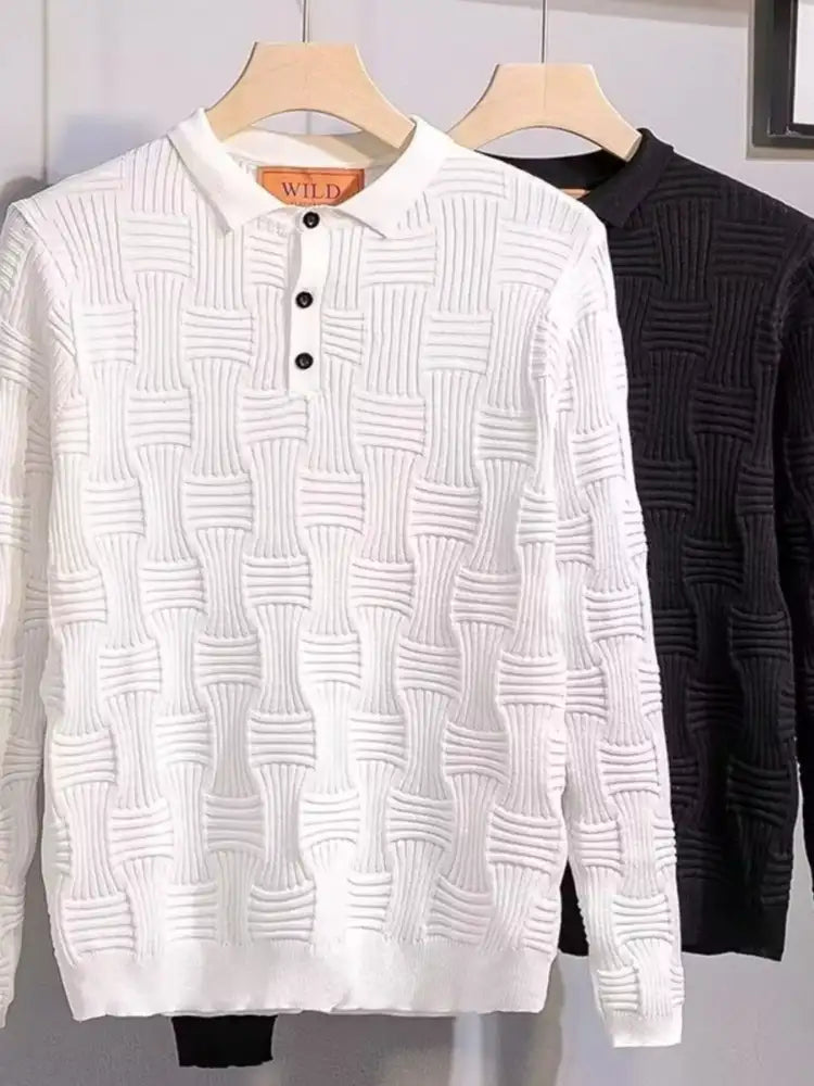 Men’s Plus Size Textured Knit Polo Top