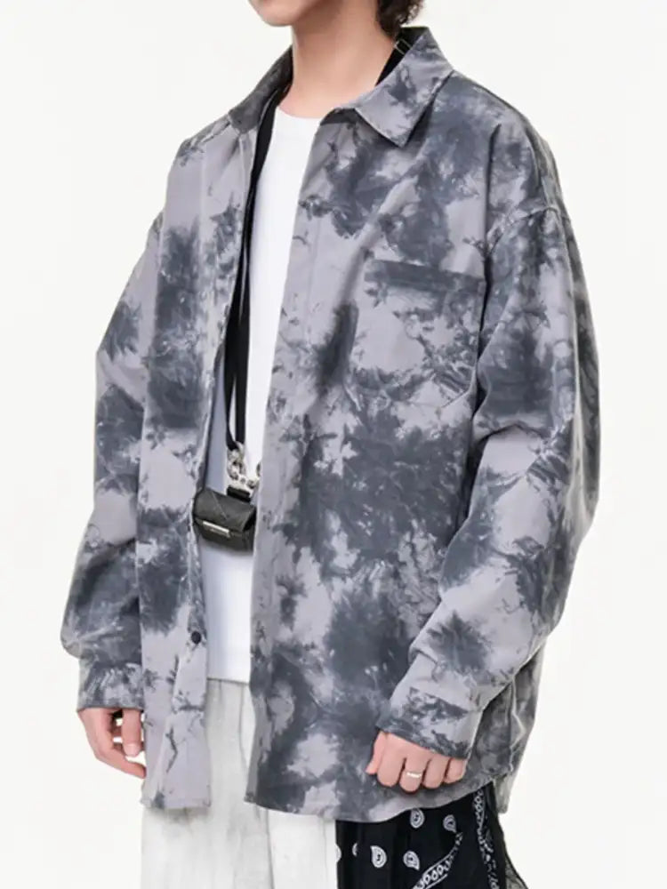 Men’s Plus Size Tie-Dye Oversized Button-Up Shirt
