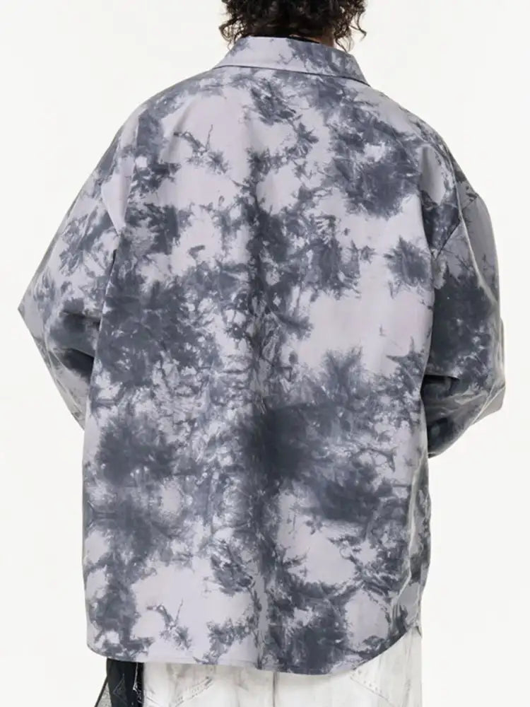 Men’s Plus Size Tie-Dye Oversized Button-Up Shirt