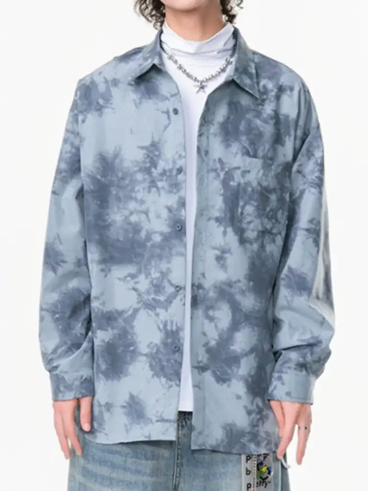 Men’s Plus Size Tie-Dye Oversized Button-Up Shirt