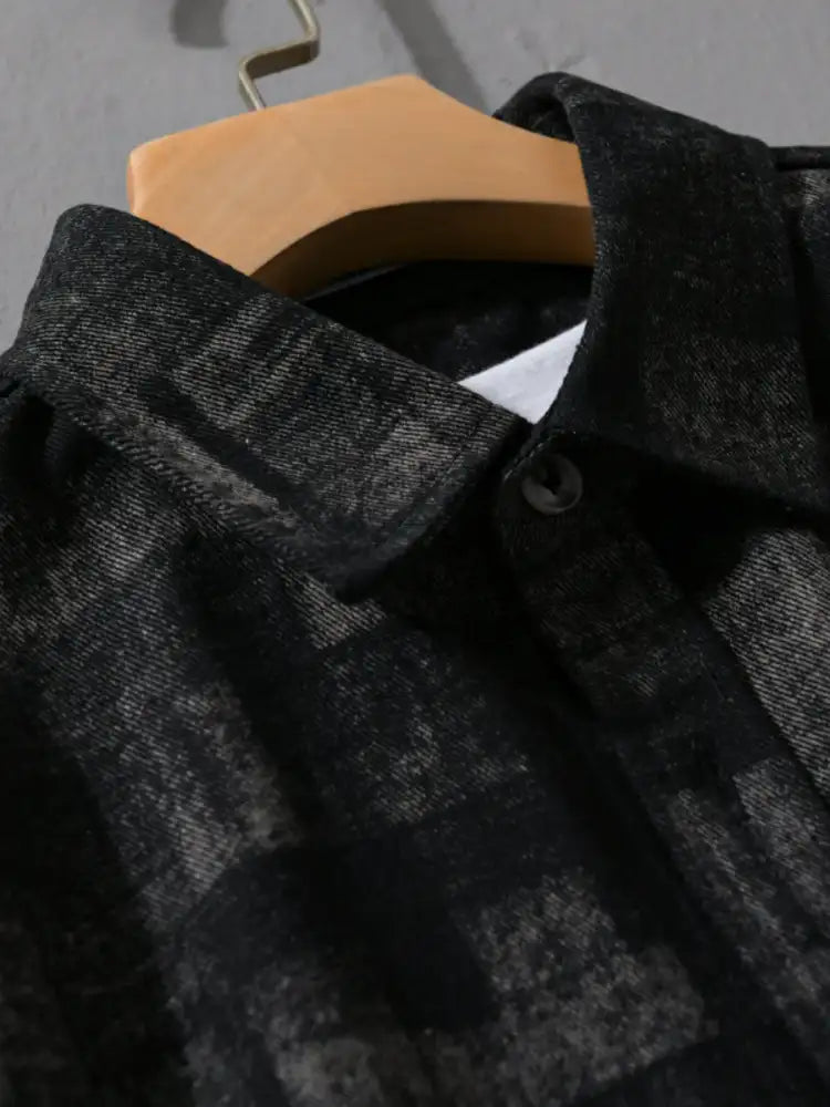 Men’s Plus Size Vintage Plaid Button-Down Shirt