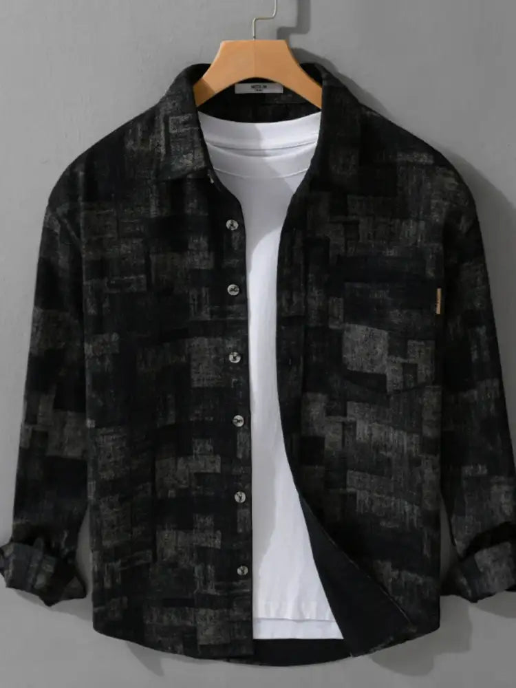 Men’s Plus Size Vintage Plaid Button-Down Shirt