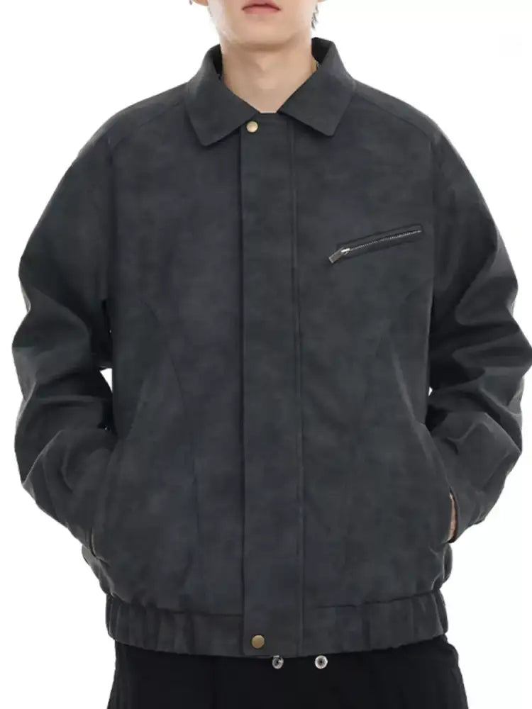 Men’s Plus Size Vintage Style Zip Up Jacket