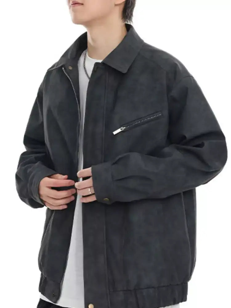 Men’s Plus Size Vintage Style Zip Up Jacket