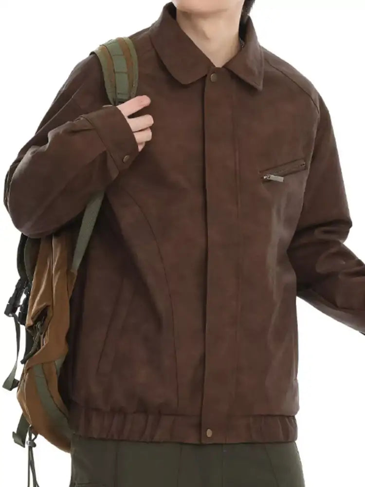 Men’s Plus Size Vintage Style Zip Up Jacket