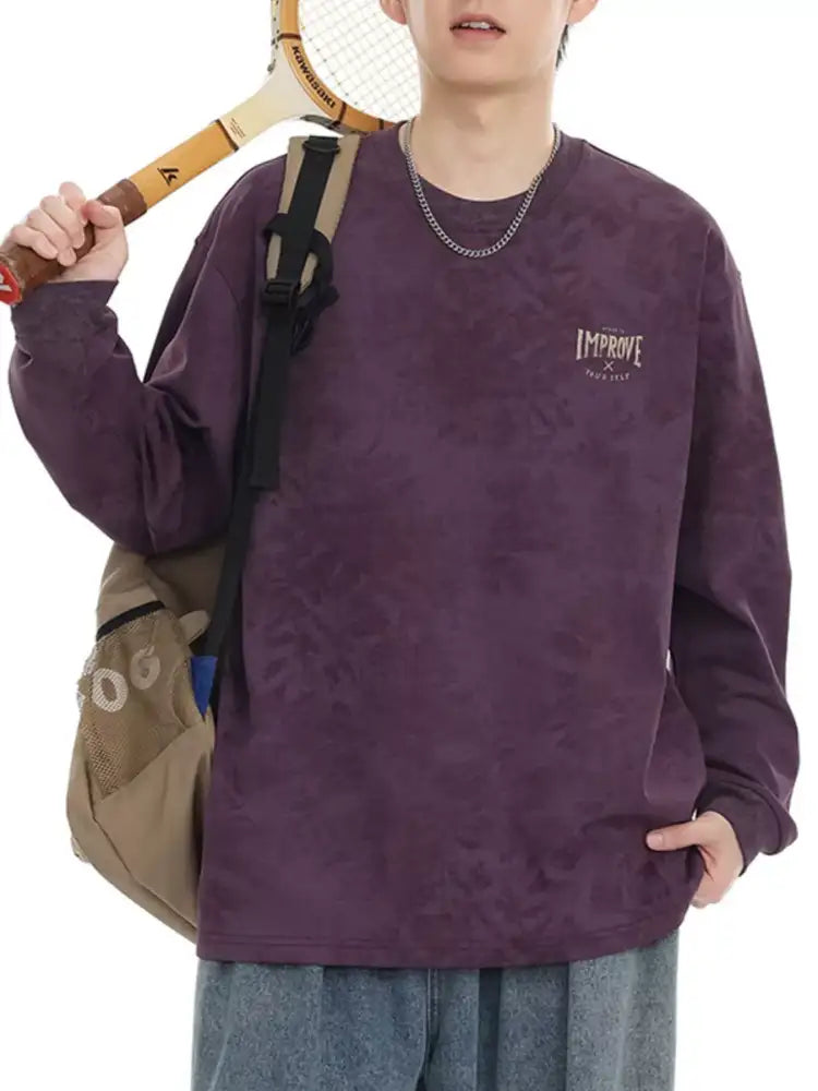 Men’s Plus Size Vintage Wash Long Sleeve T-Shirt