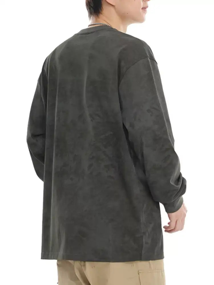 Men’s Plus Size Vintage Wash Long Sleeve T-Shirt