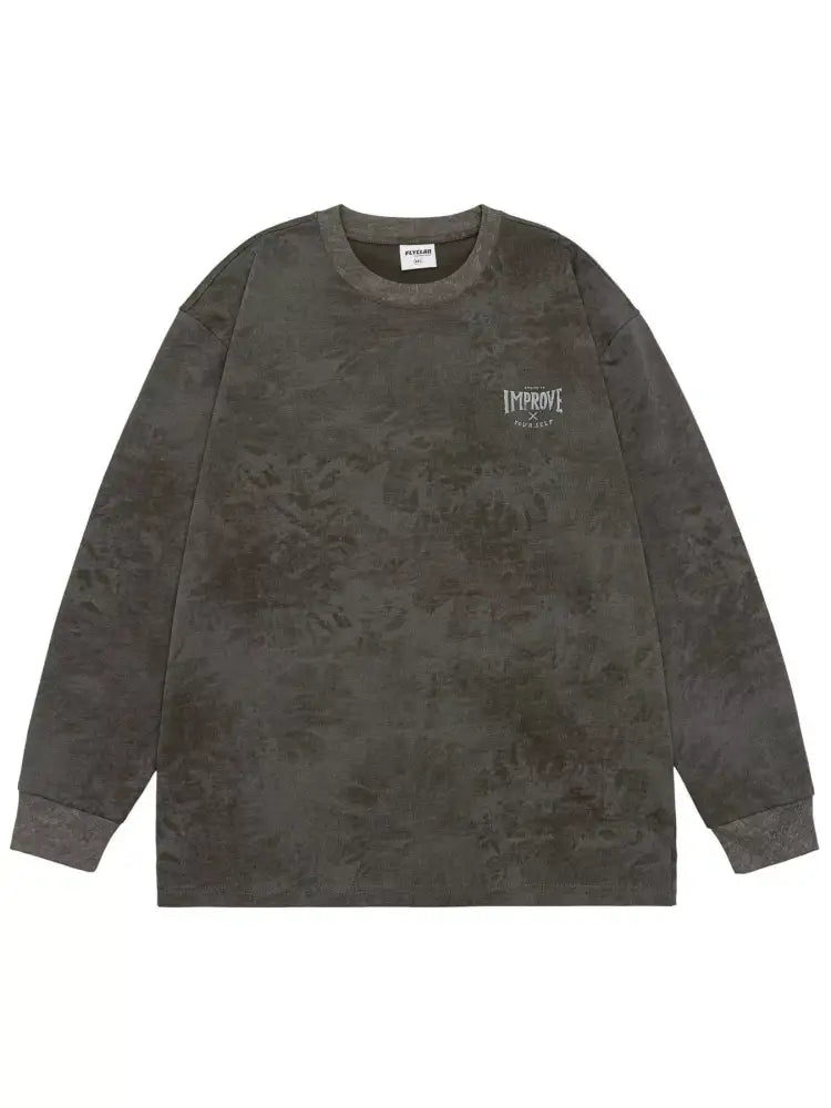 Men’s Plus Size Vintage Wash Long Sleeve T-Shirt