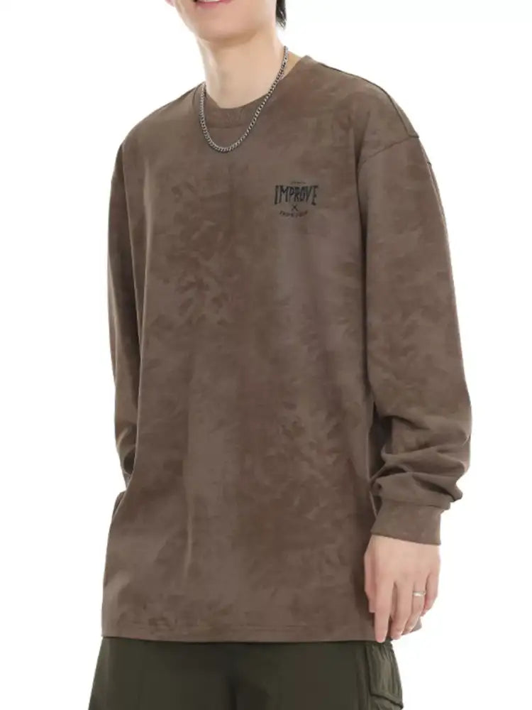 Men’s Plus Size Vintage Wash Long Sleeve T-Shirt