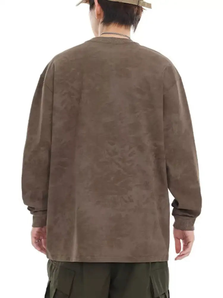 Men’s Plus Size Vintage Wash Long Sleeve T-Shirt