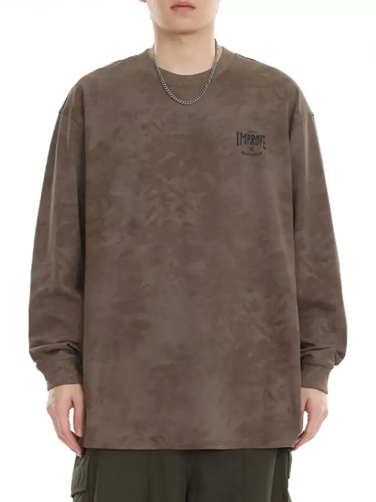 Men’s Plus Size Vintage Wash Long Sleeve T-Shirt