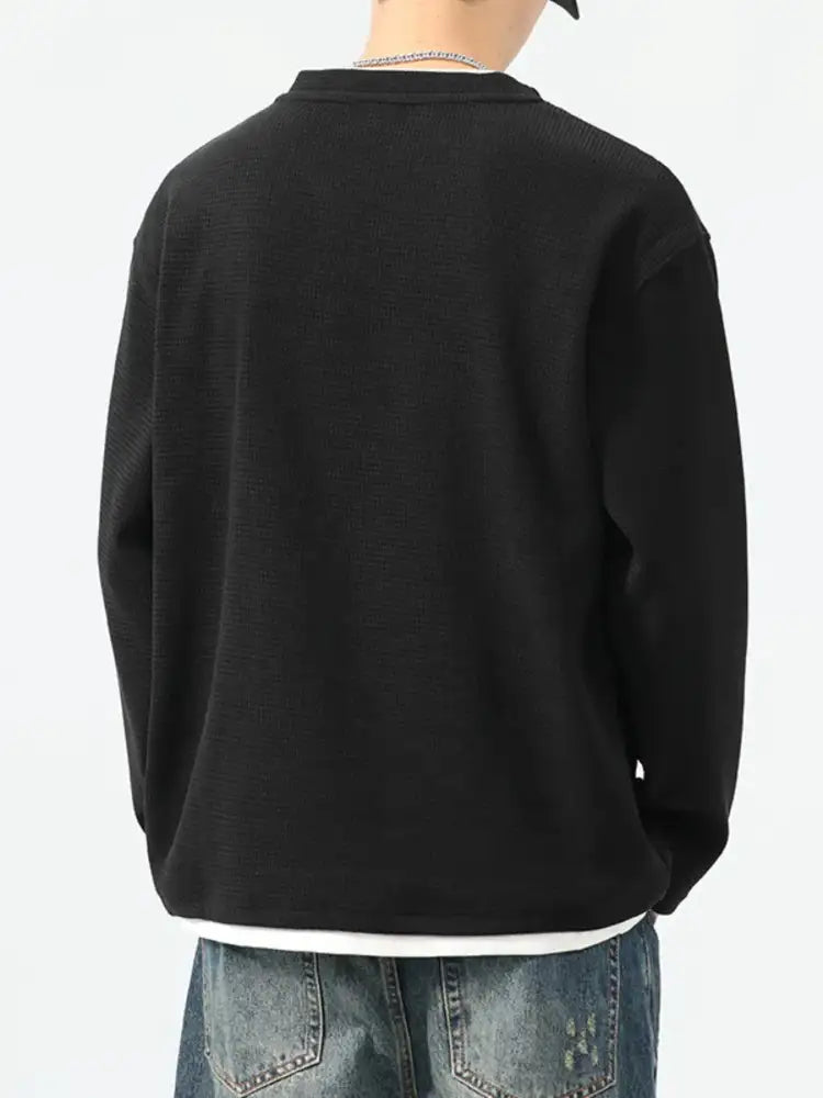 Men’s Plus Size Waffle Knit Long Sleeve Top