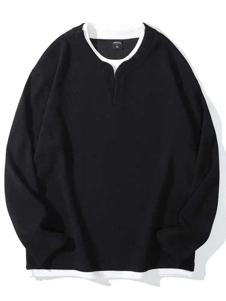 Men’s Plus Size Waffle Knit Long Sleeve Top