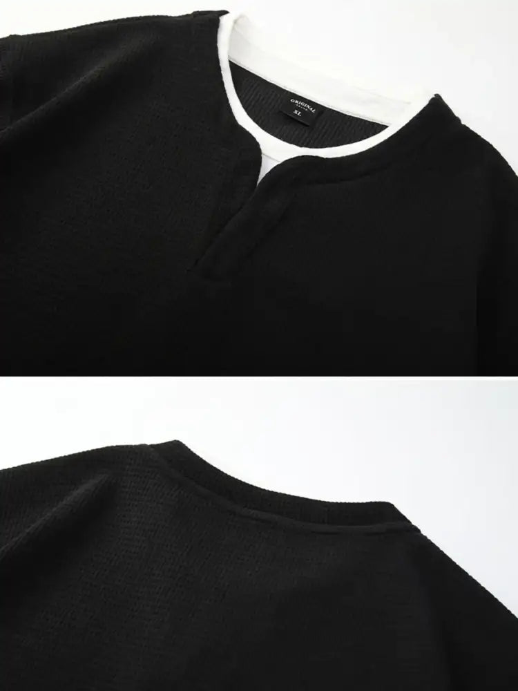 Men’s Plus Size Waffle Knit Long Sleeve Top