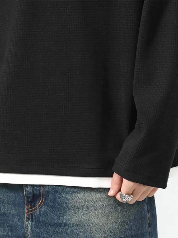 Men’s Plus Size Waffle Knit Long Sleeve Top