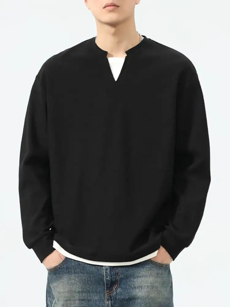 Men’s Plus Size Waffle Knit Long Sleeve Top