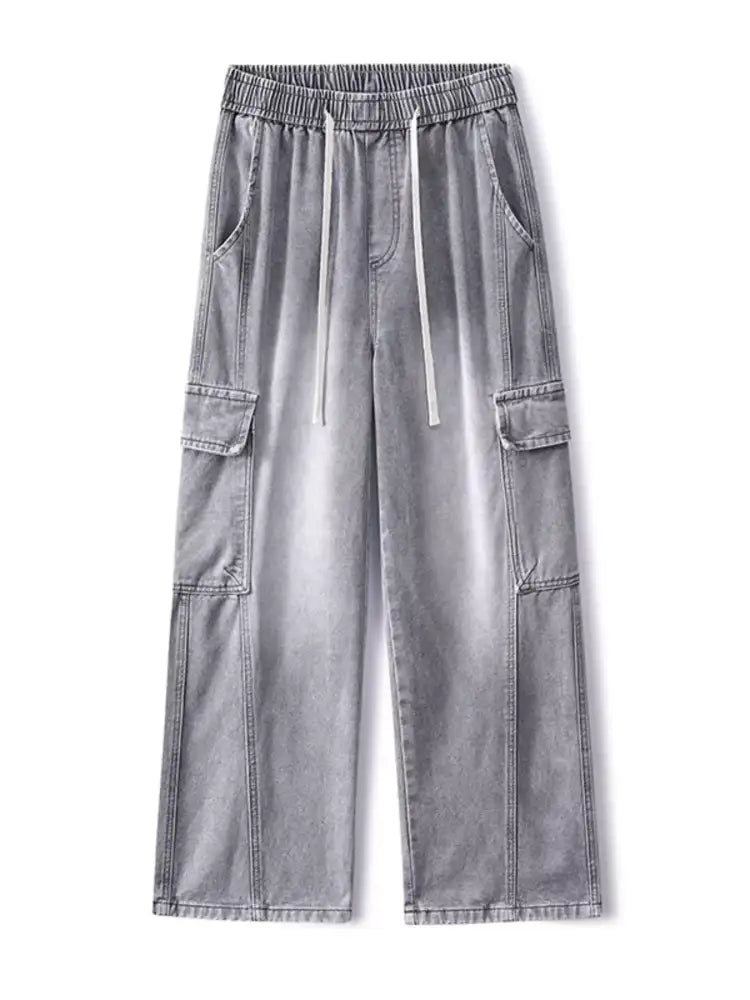 Men’s Plus Size Wash Wide Leg Cargo Jeans