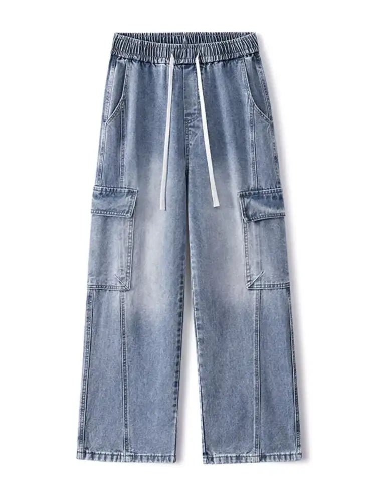 Men’s Plus Size Wash Wide Leg Cargo Jeans