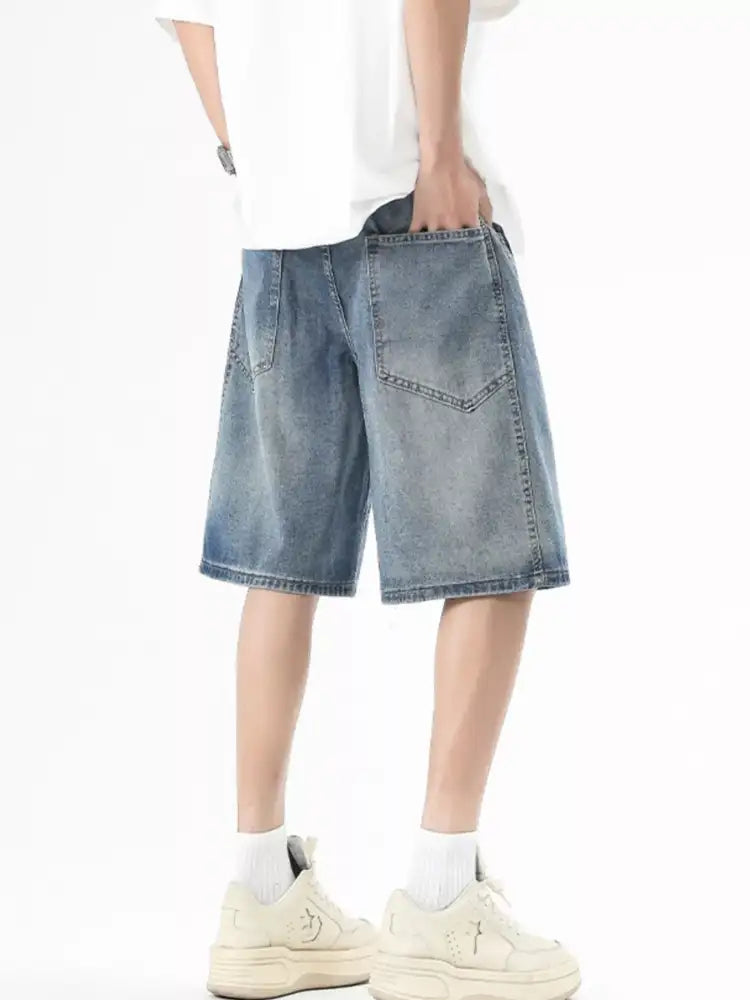 Men’s Plus Size Washed Denim Shorts