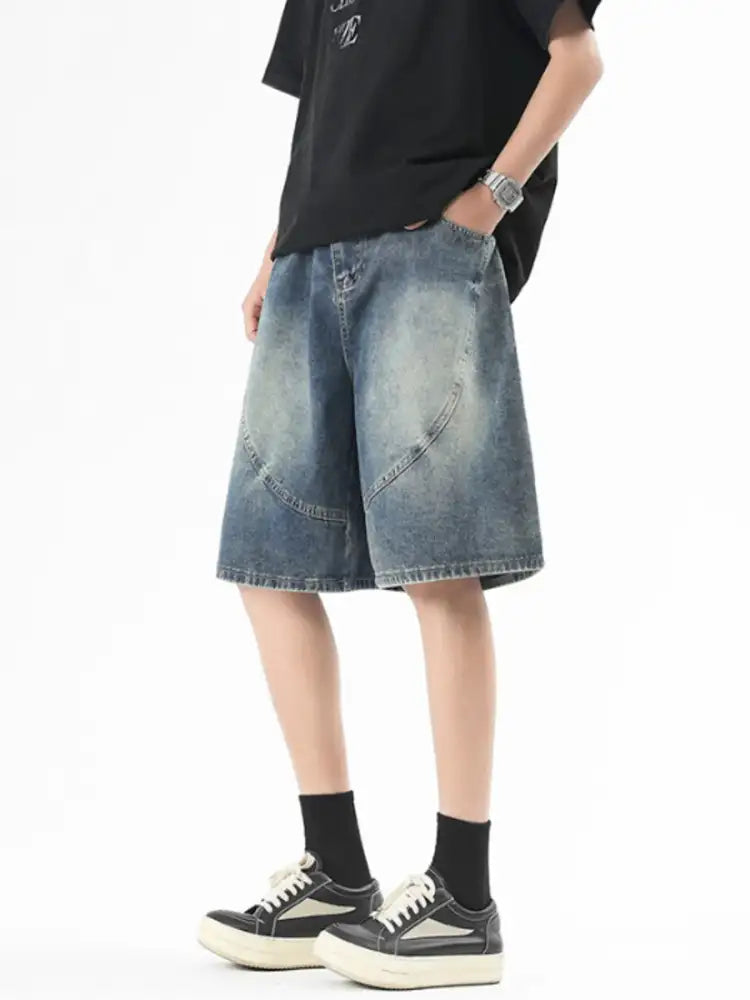 Men’s Plus Size Washed Denim Shorts