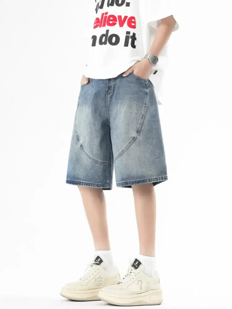 Men’s Plus Size Washed Denim Shorts