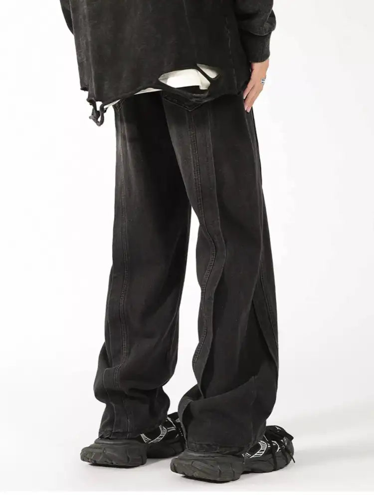 Men’s Plus Size Washed Wide Leg Jeans