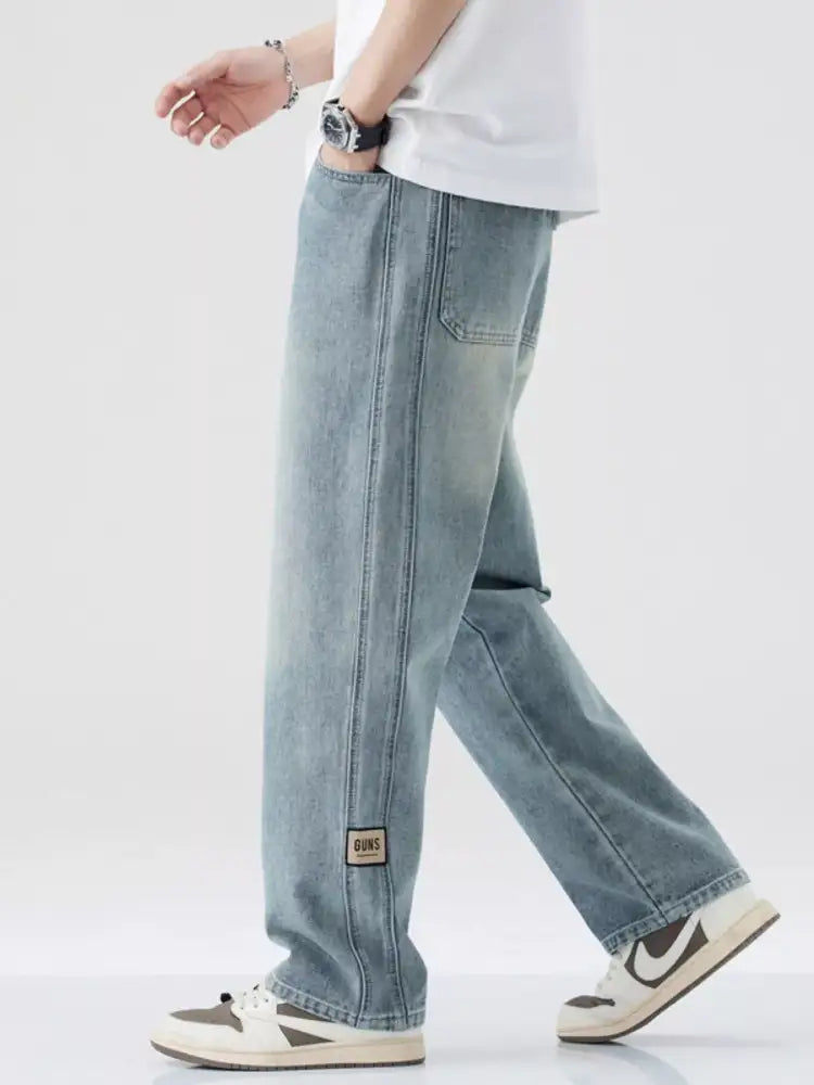 Men’s Plus Size Washed Wide Leg Relaxed Fit Jeans