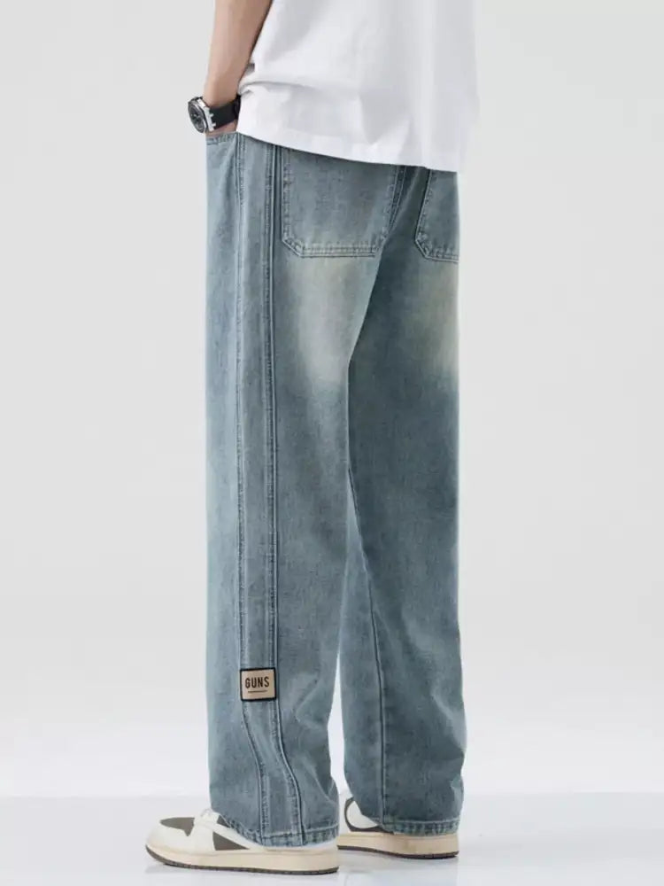 Men’s Plus Size Washed Wide Leg Relaxed Fit Jeans