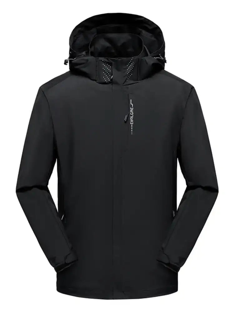 Men’s Plus Size Waterproof Zip Up Long Sleeve Hooded Jacket