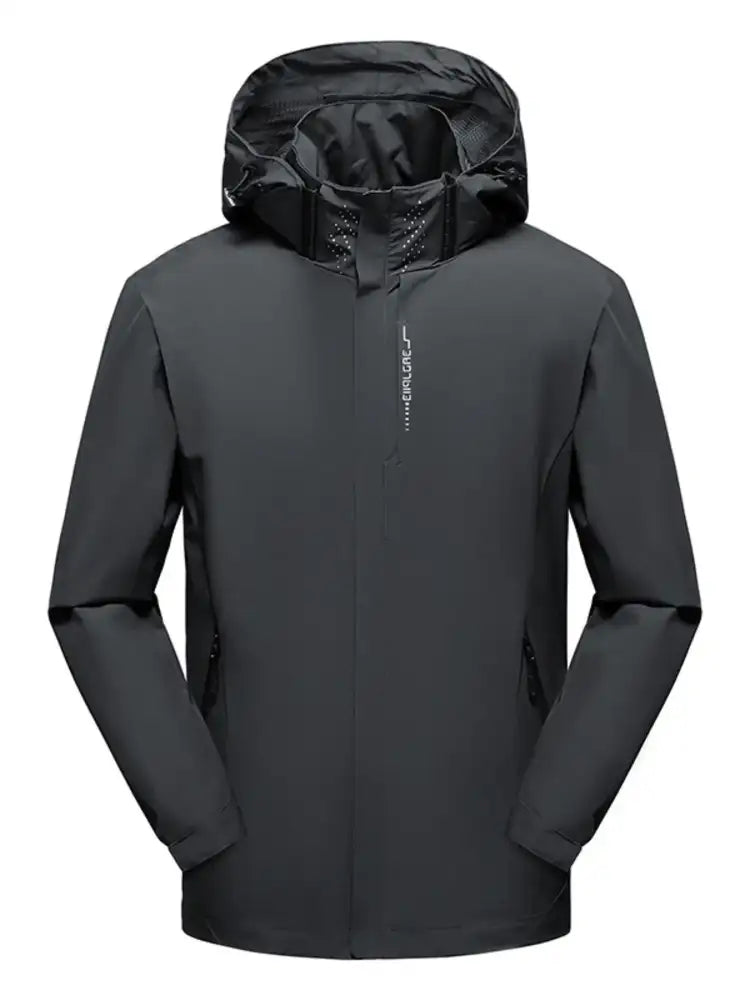 Men’s Plus Size Waterproof Zip Up Long Sleeve Hooded Jacket