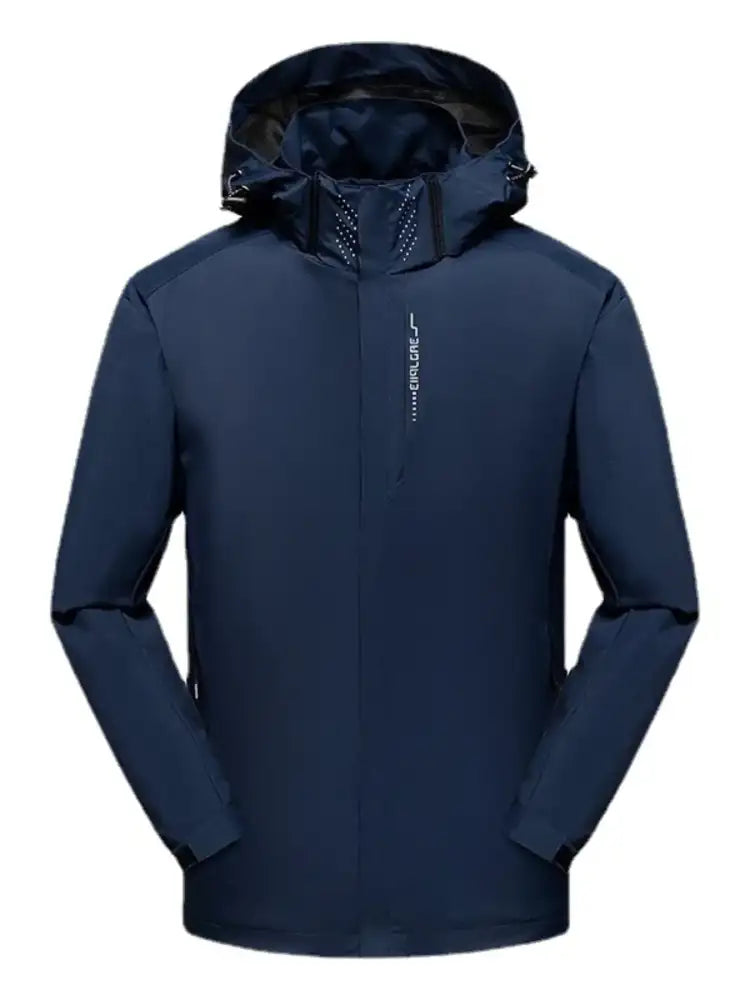 Men’s Plus Size Waterproof Zip Up Long Sleeve Hooded Jacket