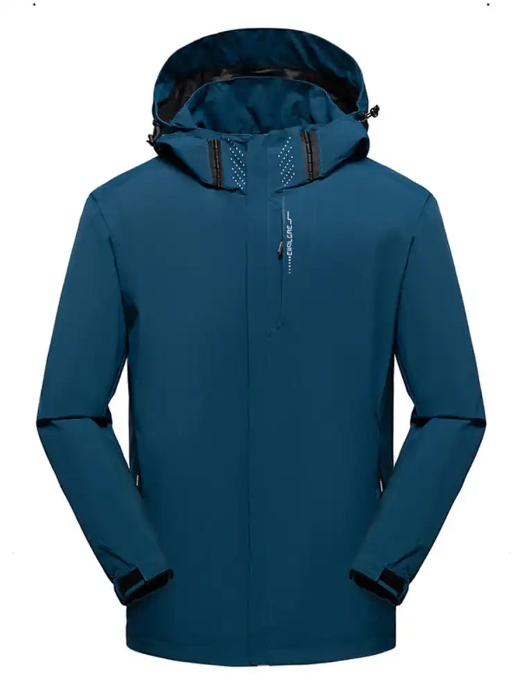 Men’s Plus Size Waterproof Zip Up Long Sleeve Hooded Jacket