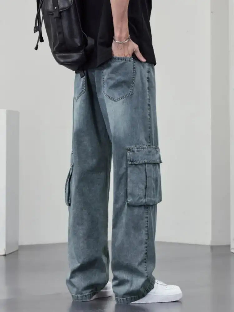Men’s Plus Size Wide Leg Cargo Jeans