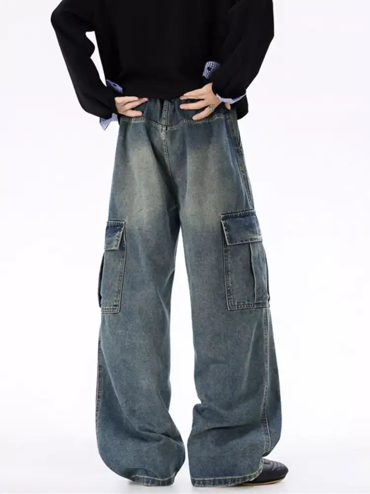 Men’s Plus Size Wide-Leg Cargo Jeans