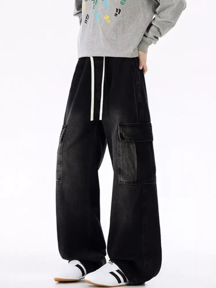 Men’s Plus Size Wide-Leg Cargo Jeans