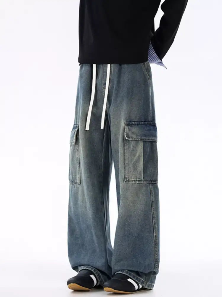 Men’s Plus Size Wide-Leg Cargo Jeans