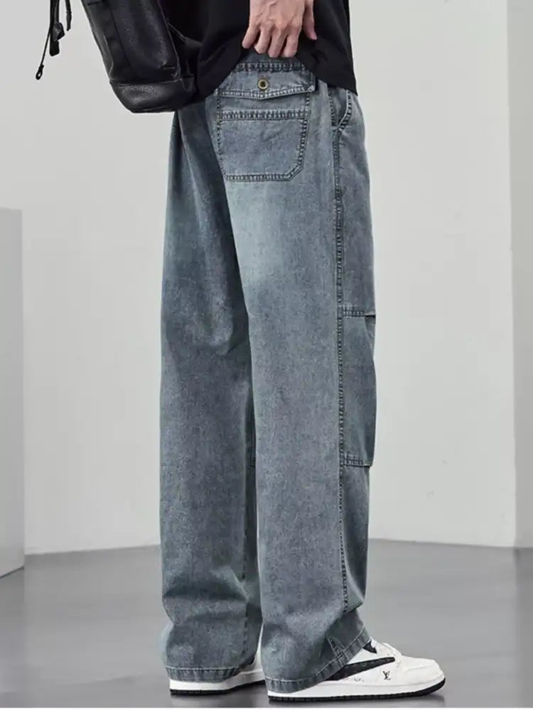 Men’s Plus Size Wide Leg Drawstring Jeans