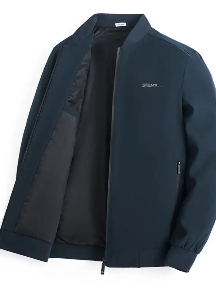 Men’s Plus Size Zip-Up Bomber Jacket with Pockets