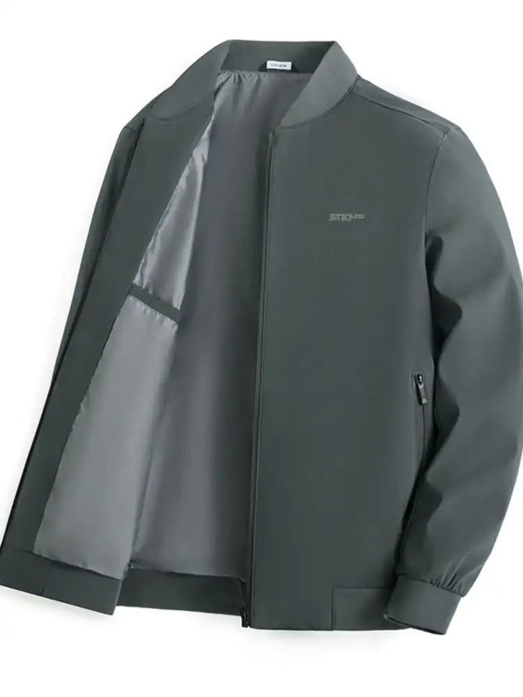 Men’s Plus Size Zip-Up Bomber Jacket with Pockets