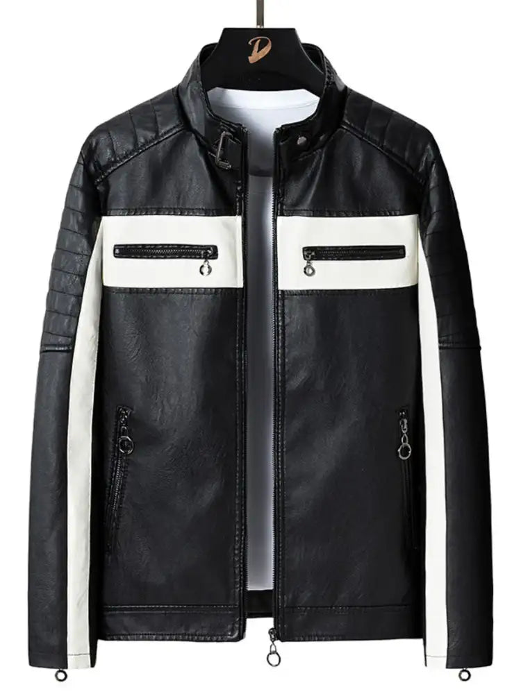 Men’s Plus Size Zip Up Long Sleeve Contrast Jacket