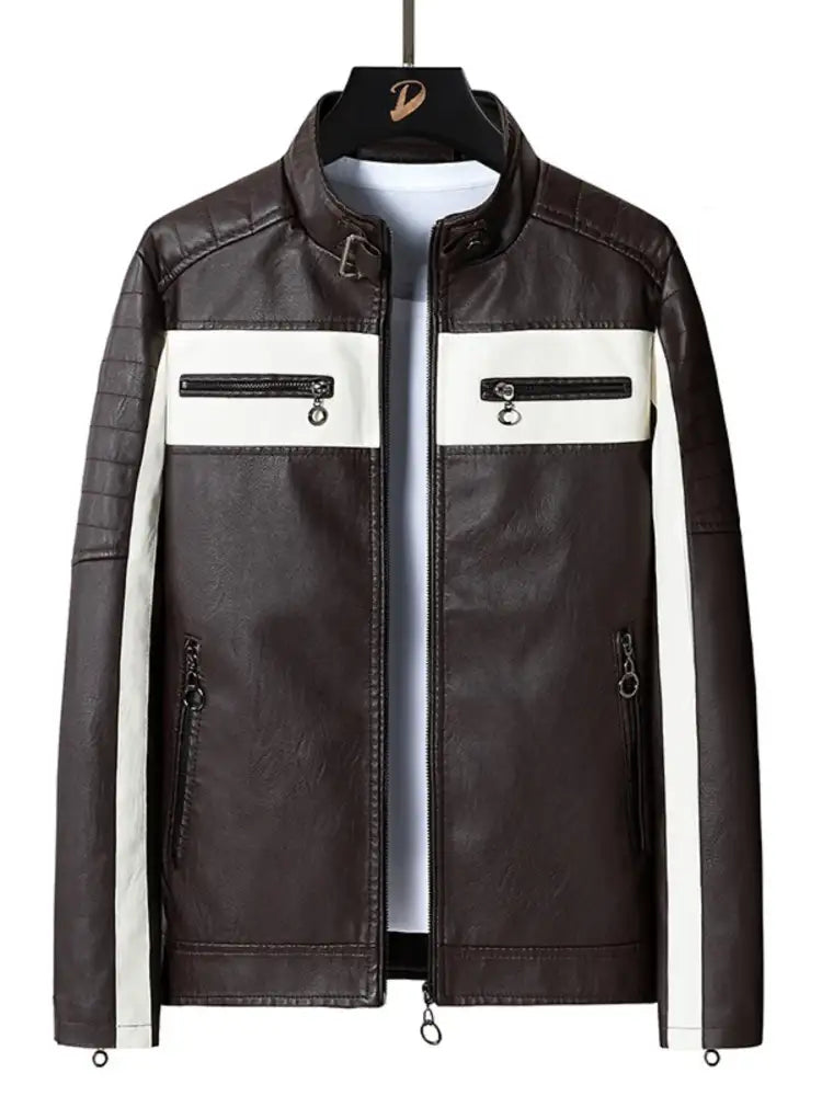 Men’s Plus Size Zip Up Long Sleeve Contrast Jacket