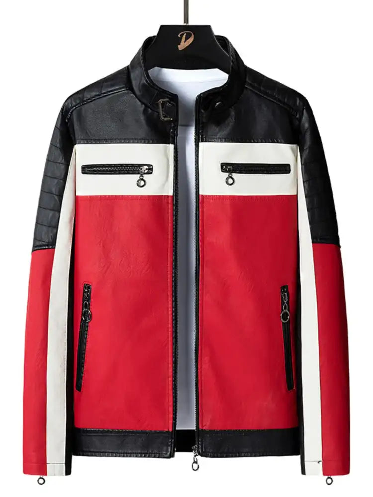 Men’s Plus Size Zip Up Long Sleeve Contrast Jacket