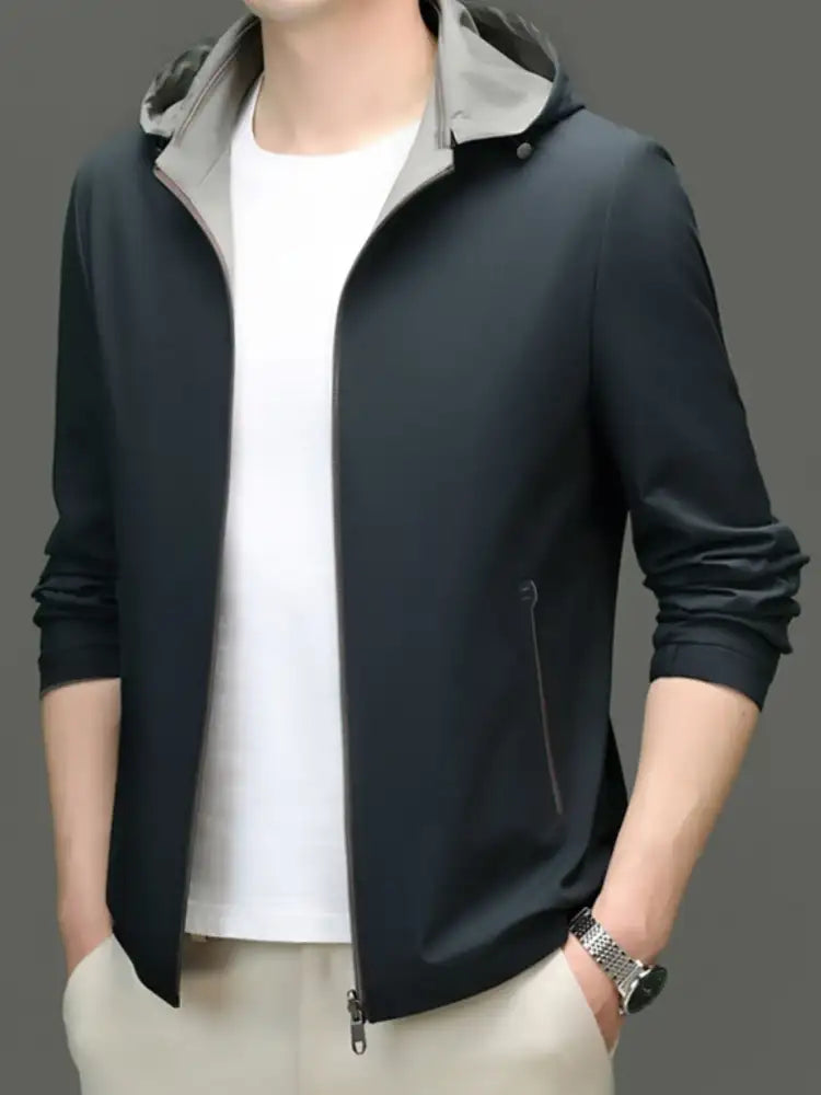 Men’s Plus Size Zip Up Long Sleeve Hooded Jacket