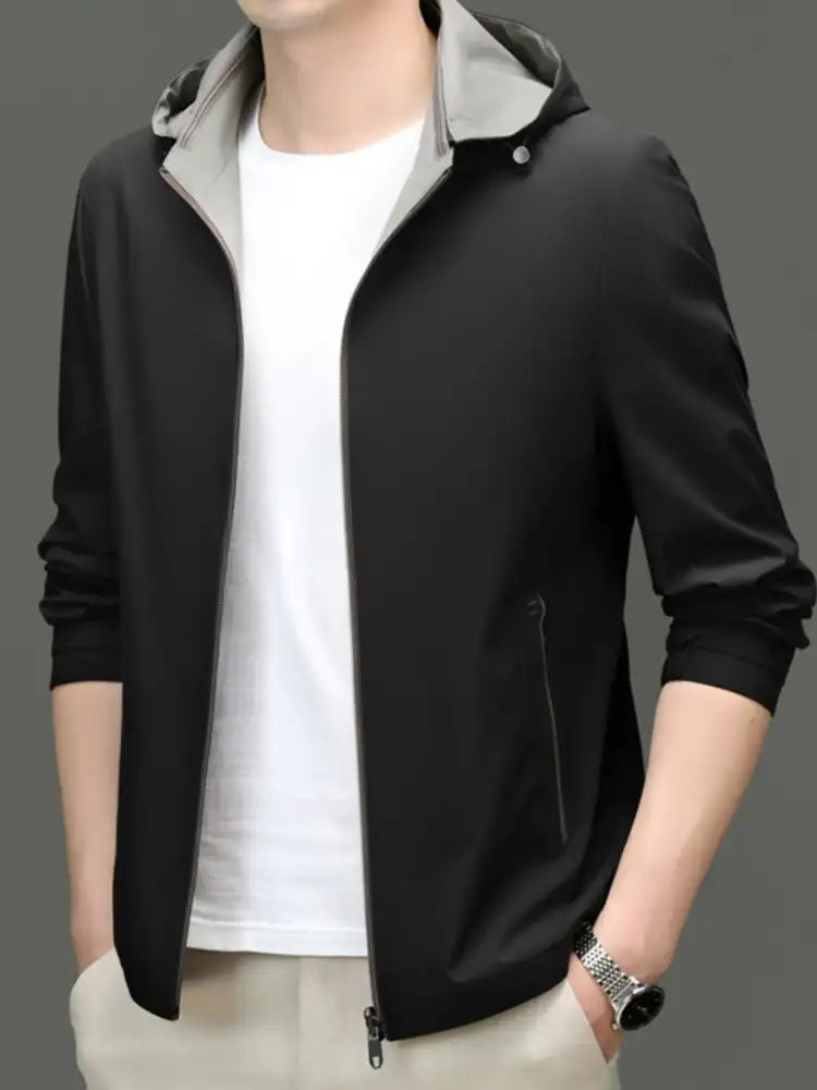 Men’s Plus Size Zip Up Long Sleeve Hooded Jacket