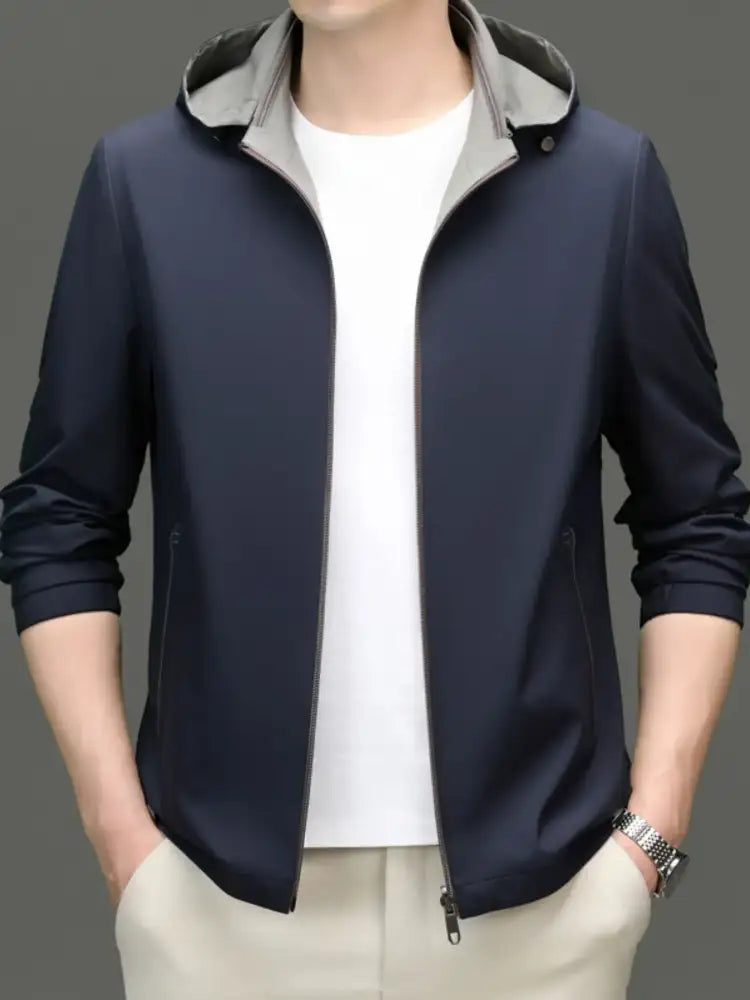 Men’s Plus Size Zip Up Long Sleeve Hooded Jacket