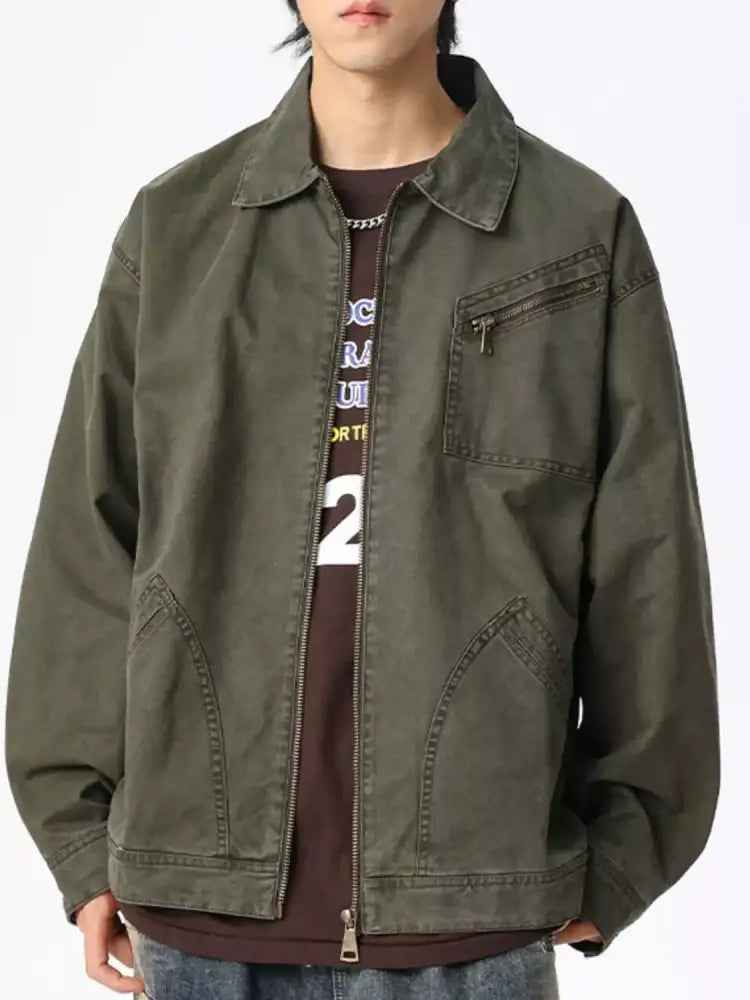 Men’s Plus Size Zip Up Long Sleeve Jacket