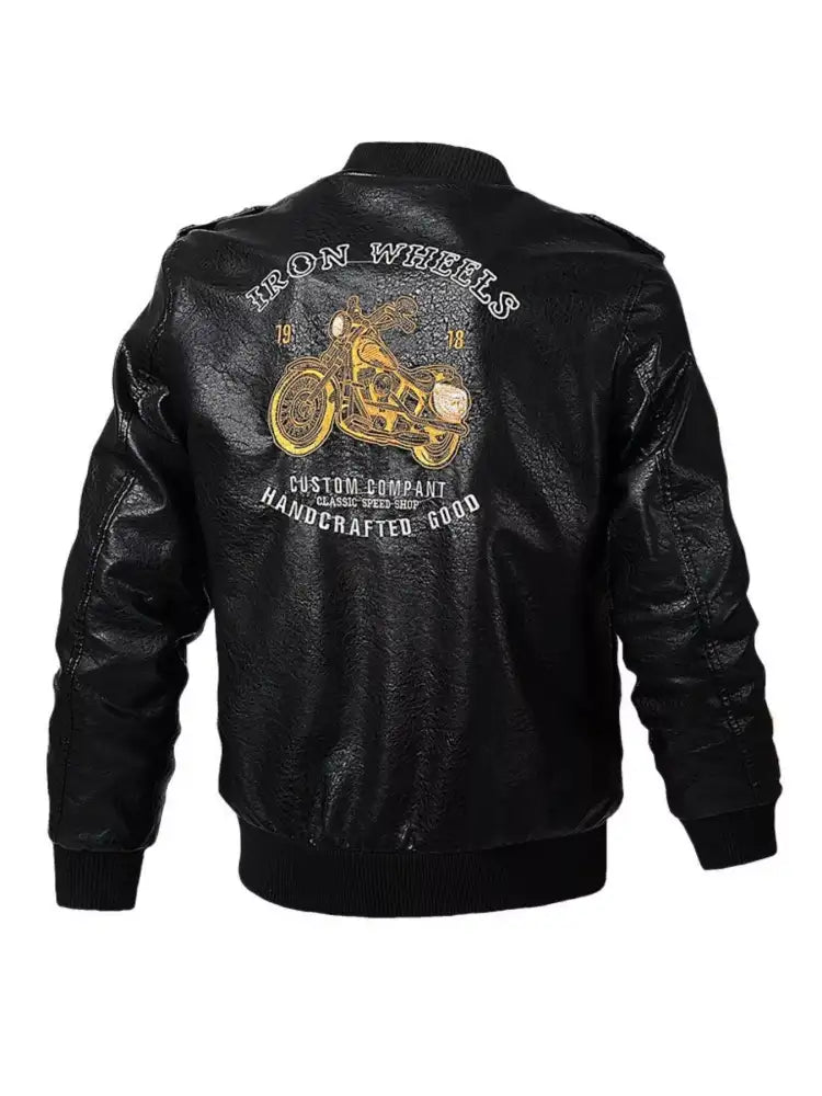 Men’s Plus Size Zip Up Long Sleeve Motorcycle Jacket